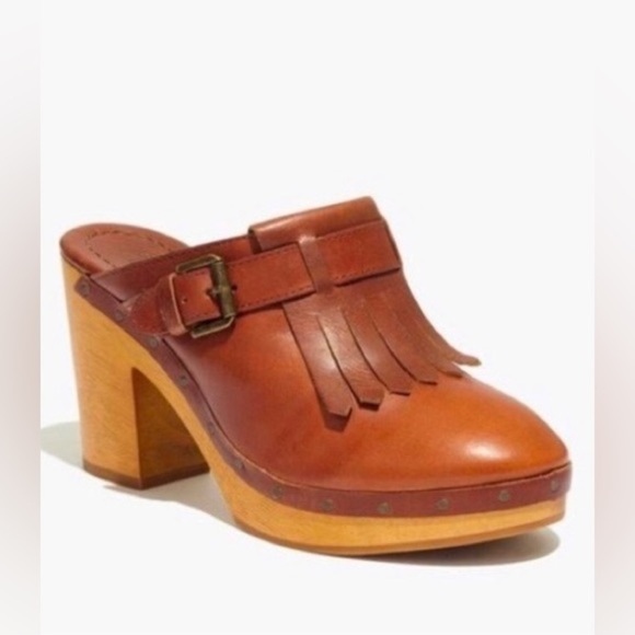 Madewell Classic Kiltie Fringe Clogs in Chestnut Brown 6.5 - Picture 1 of 8
